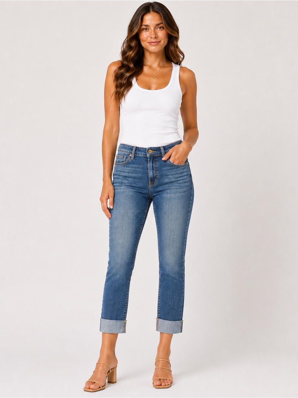 KUT From The Kloth High Rise Ankle Straight Leg Cuffed Jeans Women's 10 Blue